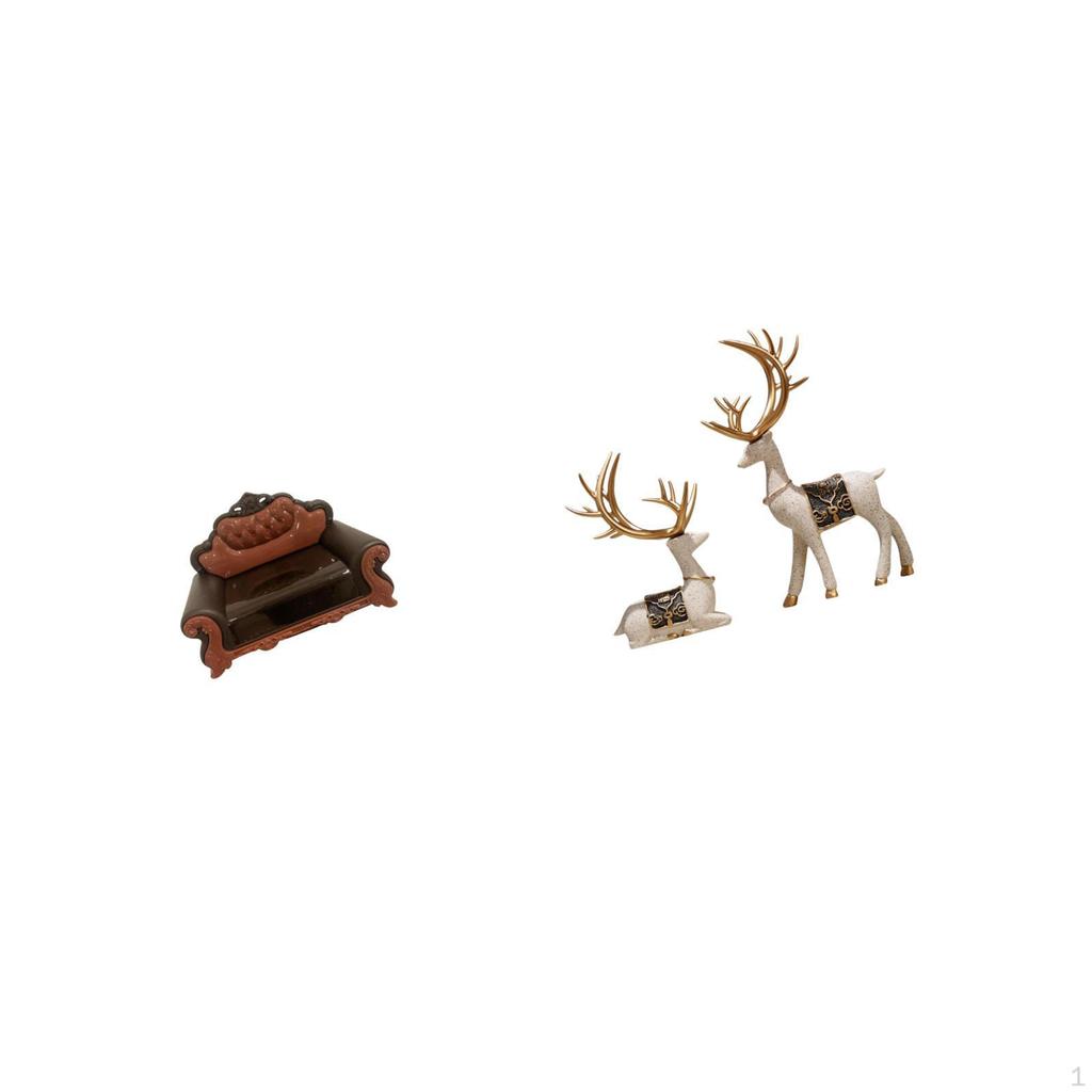 Miniature Reindeer Sofa Chair Model DIY Deer Accessory Furniture Room Decor Micro Landscape Gift