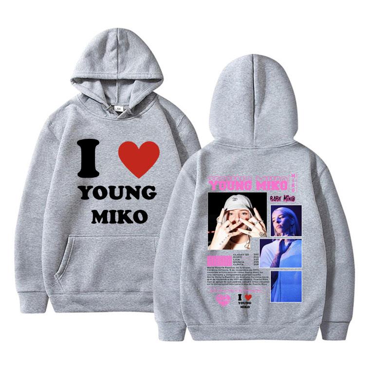I Love Young Miko Double Sided Print Hoodie Men Women Fashion Hip Hop Sweatshirt Unisex Clothing Art Aesthetic Oversized Hoodies