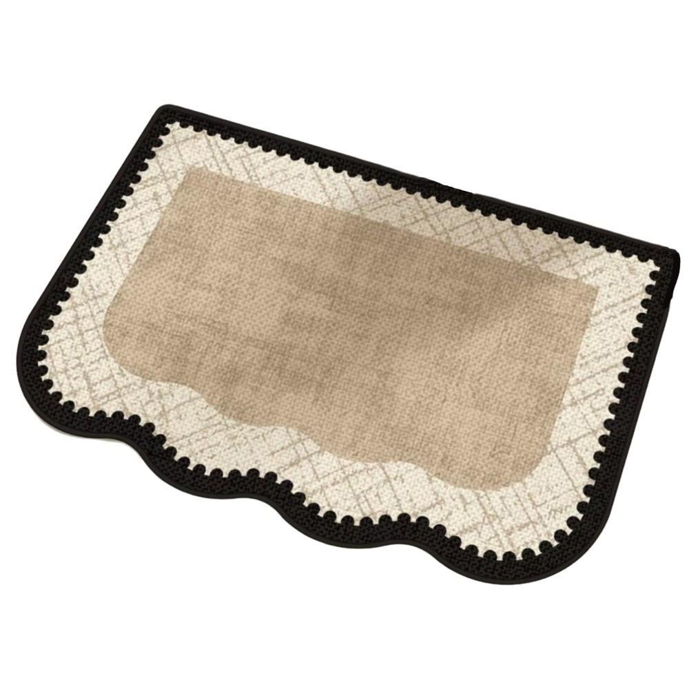 

Simple Linen Absorbent Rug Anti Slip Bathroom Door Pad Wear-resistant Flax Entry Doormat Kitchen 80cm Beige A