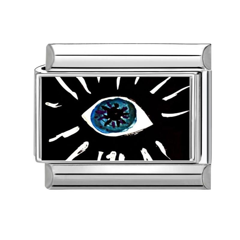 Neue Black Series NO.8 Ballaugen Blume Katze Italienische Glieder Anhänger Passend für 9mm Edelstahl Geschenk Modulares Armband Schmuckherstellung