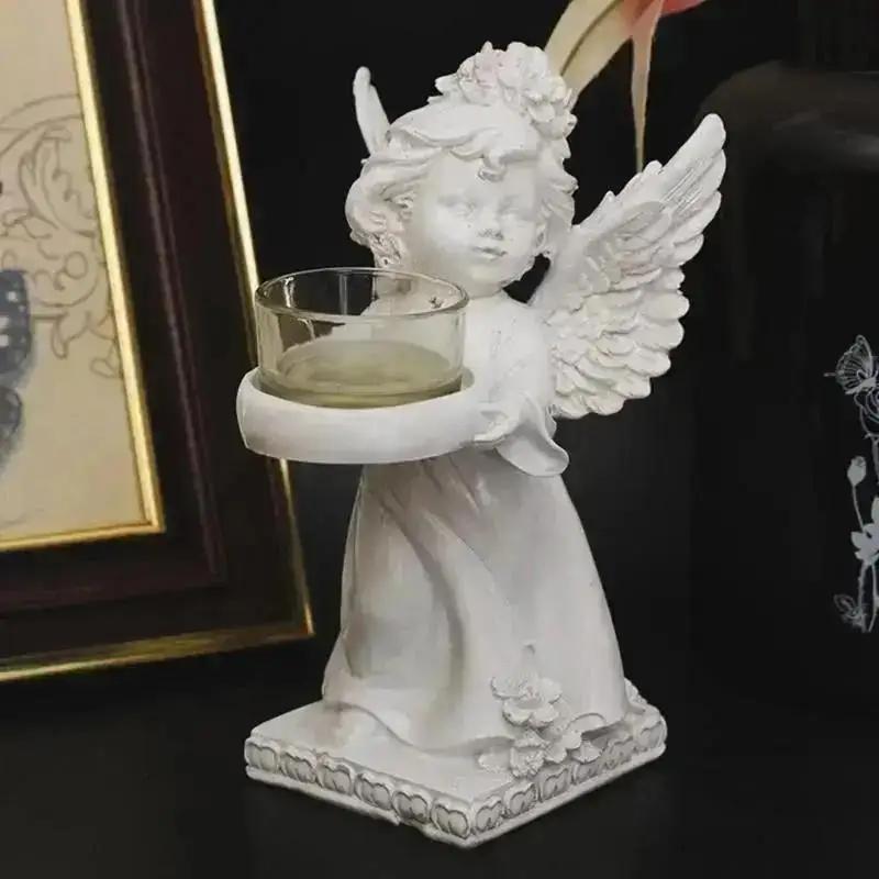 Pryskyřice Andělský svícen Angel Collection Figurka Anděl Socha Svícen na čajovou svíčku Dárky Stolní ozdoby na stojánek na čajovou svíčku