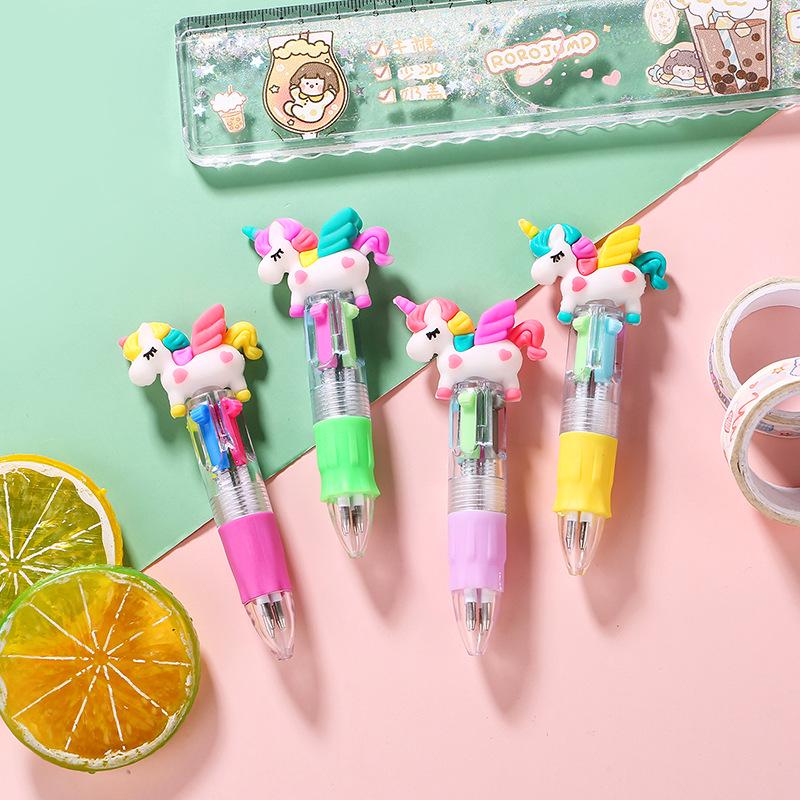 Korean Cute Animal Head 4-Color Click Ballpoint Pen