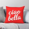 Ciao Bella White On Red Pillowcase Polyester Linen Velvet Pattern Zip Decor Throw Pillow Case Sofa Cushion Cover 18"