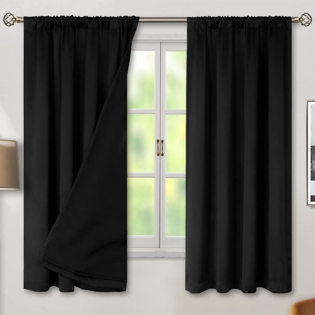 100% Blackout Curtains Coated & LaminatedThermal Insulated, Rod Pocket – Solid Blackout Drapes for Bedroom, Living Room, Home Theater Decor
