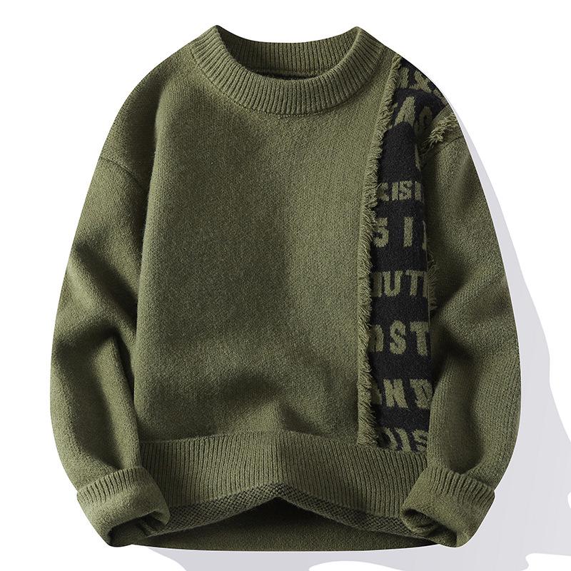 

Men s 2024 Autumn Round Neck Knitted Pullover Sweaters - New Hot-Selling Design 3XL чорний