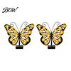 Outdoor Solar Butterfly Sculpture 2Pcs Lights Metal Wall Decor, IP65 Waterproof Hanging Lights, Art for Garden Fence Patio Porch Yard Balcony