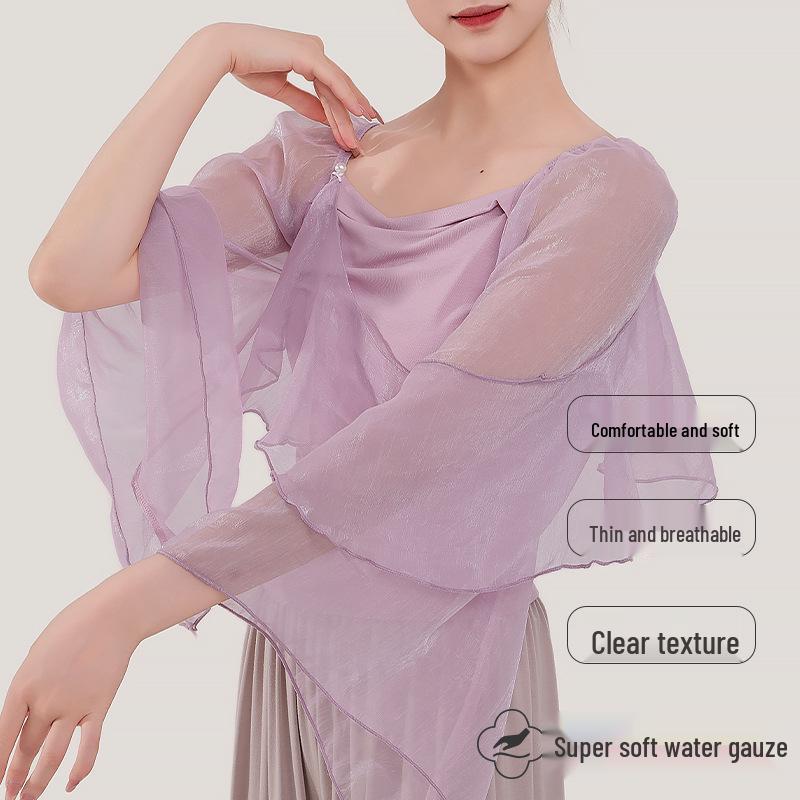 Women's Mesh Long Sleeve Dance Top - Body Shaping, Autumn/Winter, Classical Chinese Style