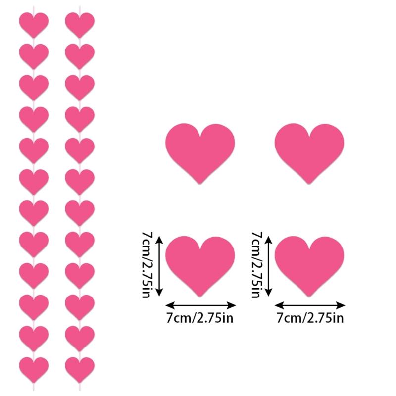 6/8Pieces Love Heart Ornament Valentines Day Heart Hanging Strips For Valentines Day And Wedding Decoration