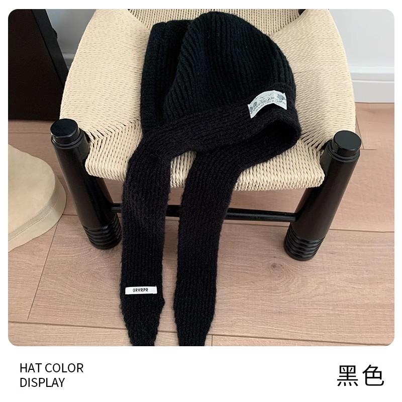 Balaclava hat for women, small face in autumn and winter, cold-proof and warm hat, scarf and neck integrated wool hat, ear protection hat