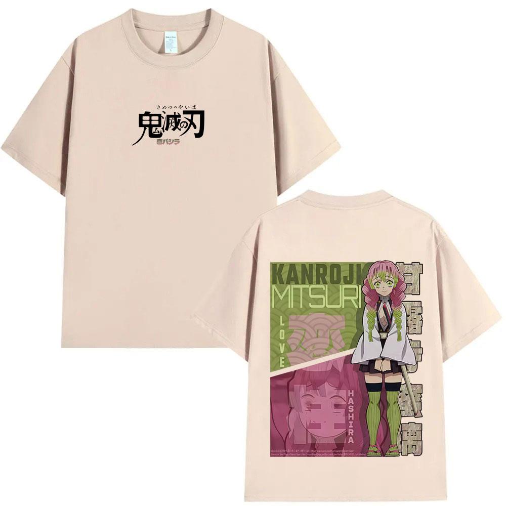 Anime Demon Slayer Love Hashira Kanroji Mitsuri Graphic Tshirt Men Women Fashion Casual Oversized T Shirts Unisex Cotton Tshirt