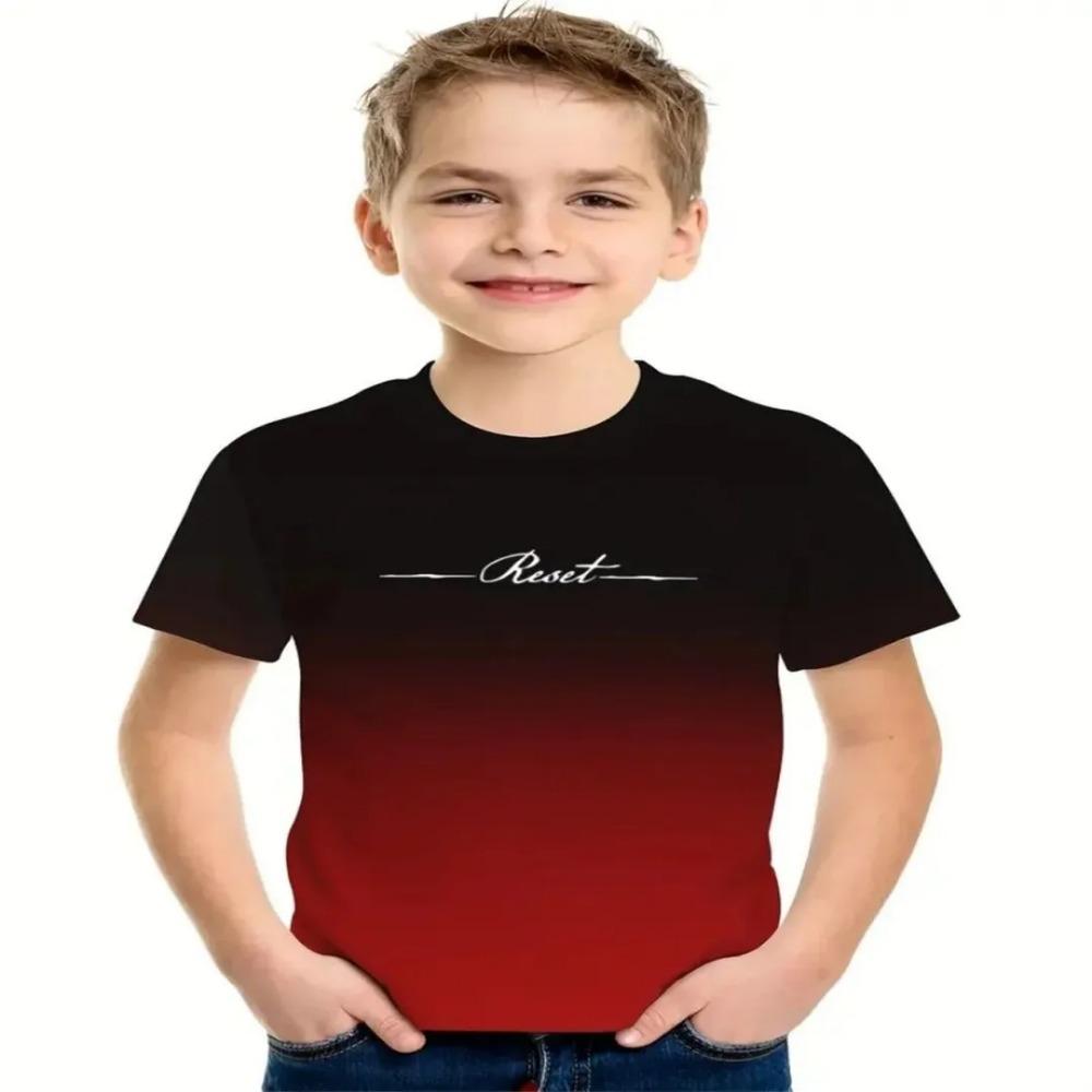 

Children s Simple Gradient 3D Digital Printed Boys Fashionable and Comfortable Round Neck Short Sleeved T-shirt 160