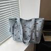 Women Corduroy Tote Bag Stylish Large Capacity Casual Commuting Bag Bow Pattern Design Simple Shopping Bag Chic Handbags CLE