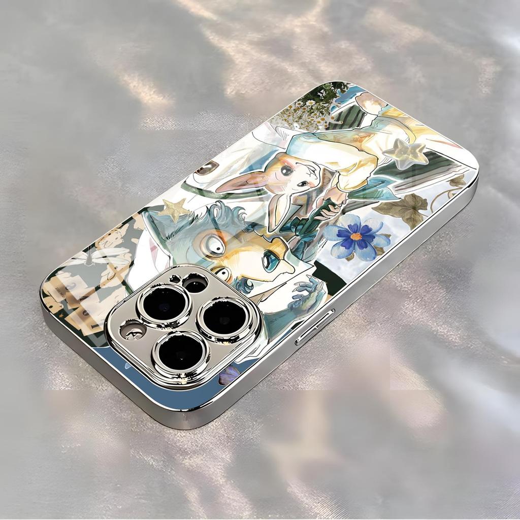 BEASTARS Phone Case For iPhone17 16 16e 15 14 13 12Plus Mini Pro Max Electroplated glass Phone Case