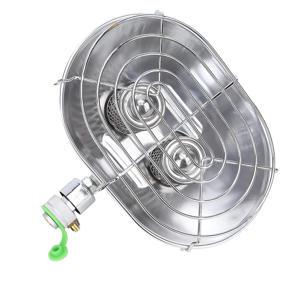 BRS H22 1PCS Stainless Steel Silver Butane Gas Stove Double Head Portable Heater for Outdoor Camping Night Fishing