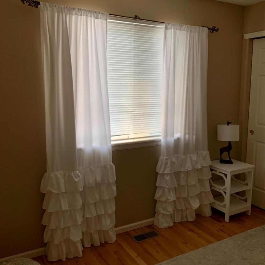 Curtain Finished Ruffle Edge White Pure Cotton Bedroom Living Room Non-Punching Decorative Floating Curtains