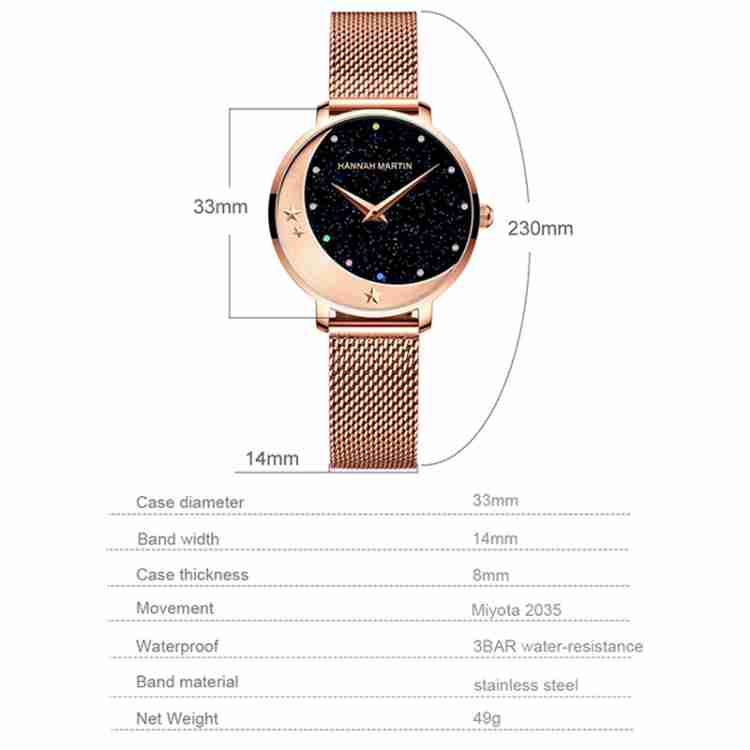 Luxury Women Wrist Watch Quartz Movement Wristwatch Moon Stars Night Flash Watches for Women