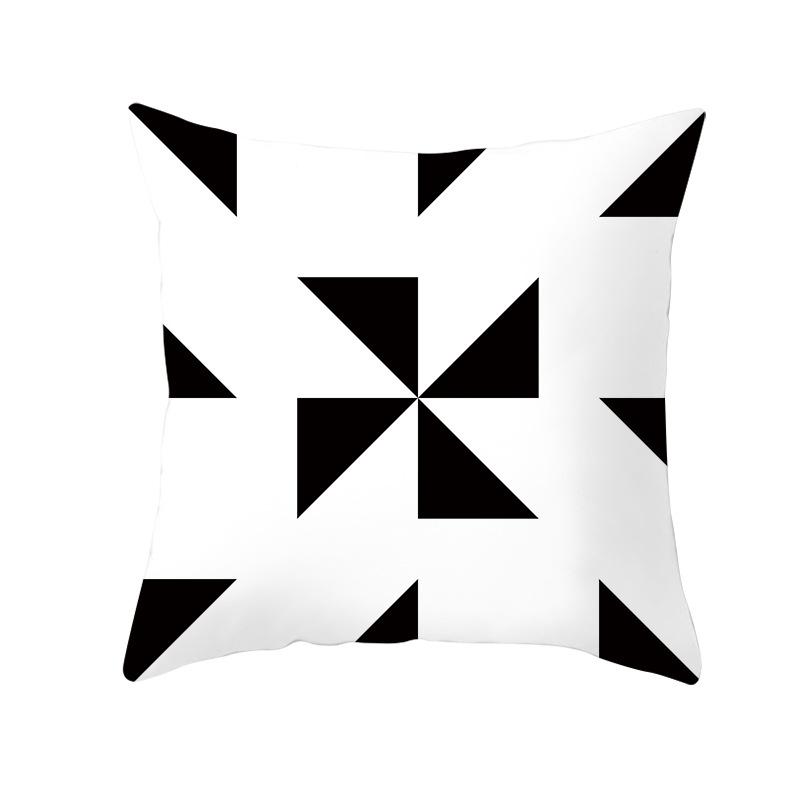 Simple Black and White Plaid Geometric Wave Pattern Cushion Cover Home Living Room Sofa Decorative Pillow Pillow Cover