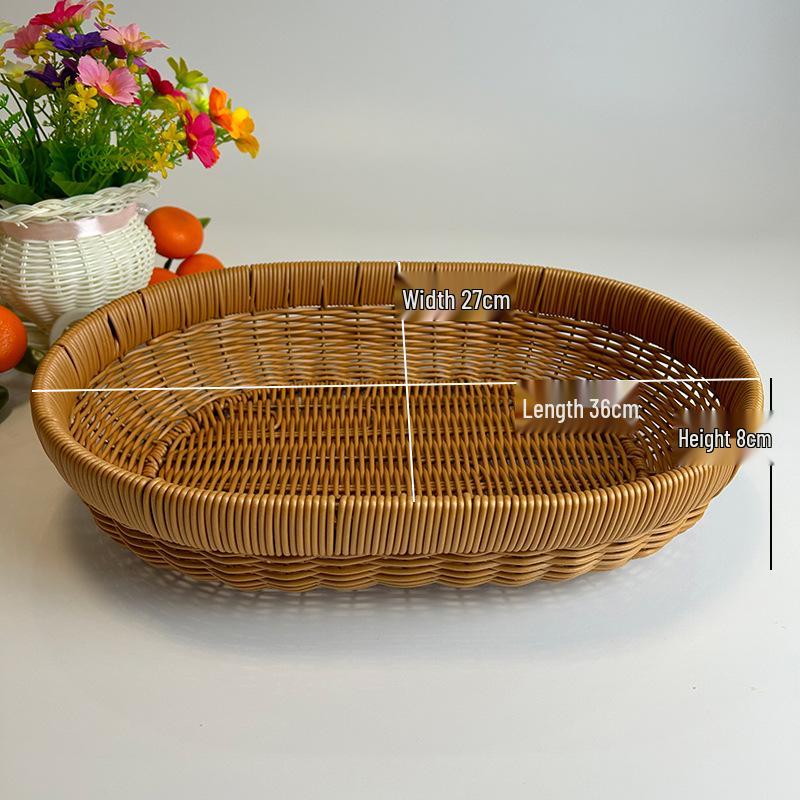 Oval Handmade Imitation Rattan Basket for Snacks & Pastries