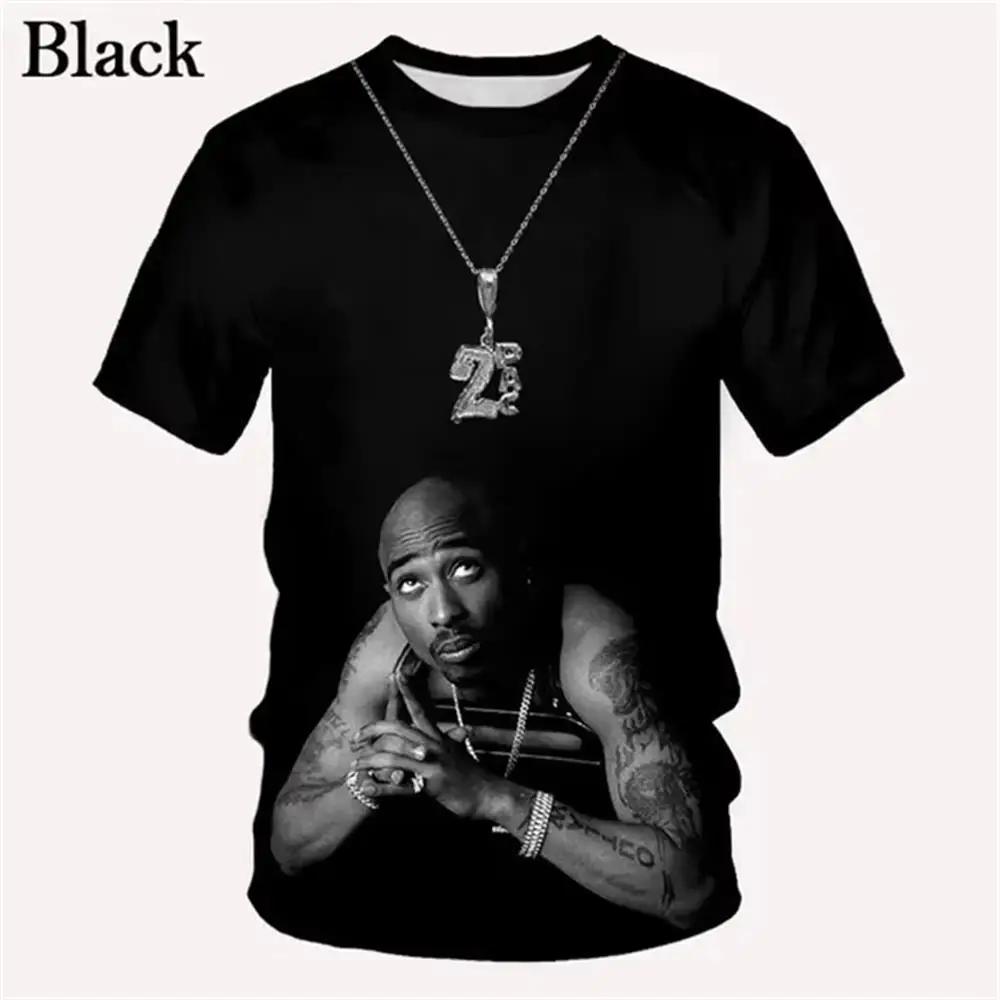 3D Print 2pac Summer Men T Shirt Men's Tshirts Rapper Star Tupac 3D Print Streetwear Women Short Sleeve Casual Kid Tshirt Y2k