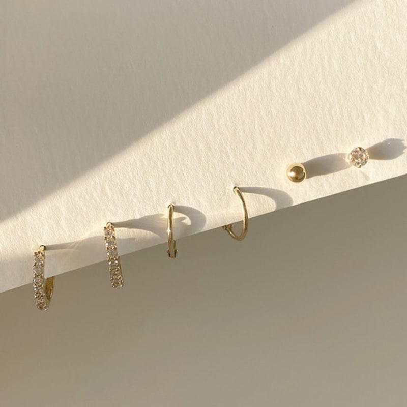 Taupe [Exclusive] 14k Gold Daily Layering Set - Hoop Earrings & Piercing