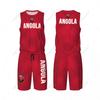 Men Angola Flag Basketball Jersey Set Mesh Shirt & Pants Sleeveless Exclusive Team-up Custom Name Nunber Unisex