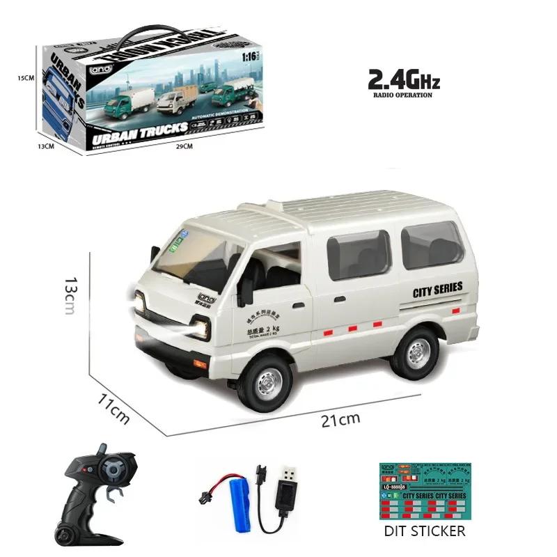 1/16 Remote Control Van Truck 2.4G 5CH Mini RC Car Children Toys Radion Controlled Ice Cream Trucks Transport Cars with Lights