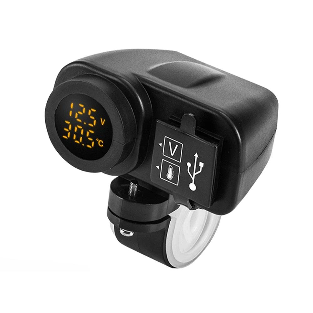 Nabíječka telefonu na motorku Digitální displej 36W QC3.0 Duální USB Rychlá nabíječka Adaptér voltmetru a teploměru pro mobilní telefon