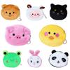 Cute Plush Coin Purse With Bear Head Design Cartoon Print Polyester Material