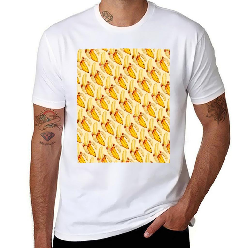 Banana Pattern Tshirt Trendy Print Short Sleeve Tshirt
