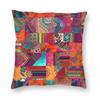 Bohemian Patchwork Square Pillowcase Polyester Linen Velvet Creative Zip Decorative Throw Pillow Case Home Cushion Cover