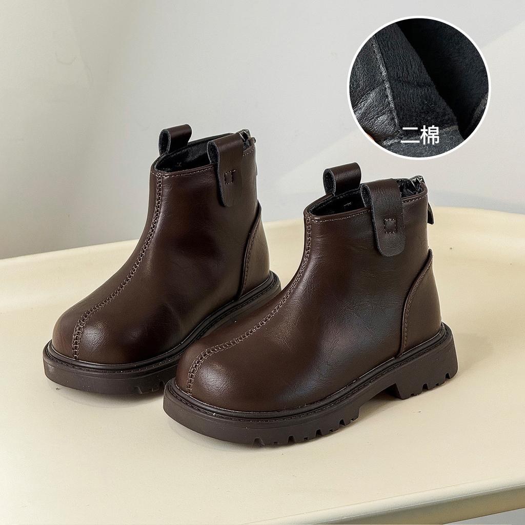 2025 Winter New Children's Martin Boots Fashion Versatile Girls Short Boots Korean Version Simple Girls Leather Boots