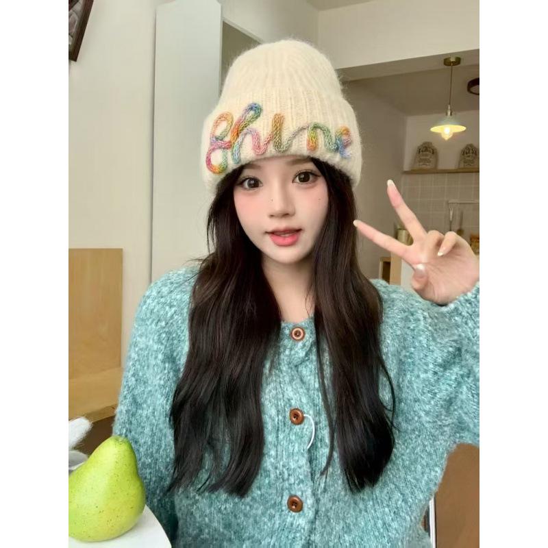 

Женская вязаная шапка с надписью: Шапка-дыня для похудения лица и согрева ушей для велоспорта и спорта на открытом воздухе One Size грязно-белый