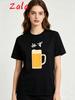 Summer Beer-patterned Women's T-shirt Casual Alcohol Lovers Fun Men T-shirt Summer Casual Short Sleeved Women's Clothing Y2k