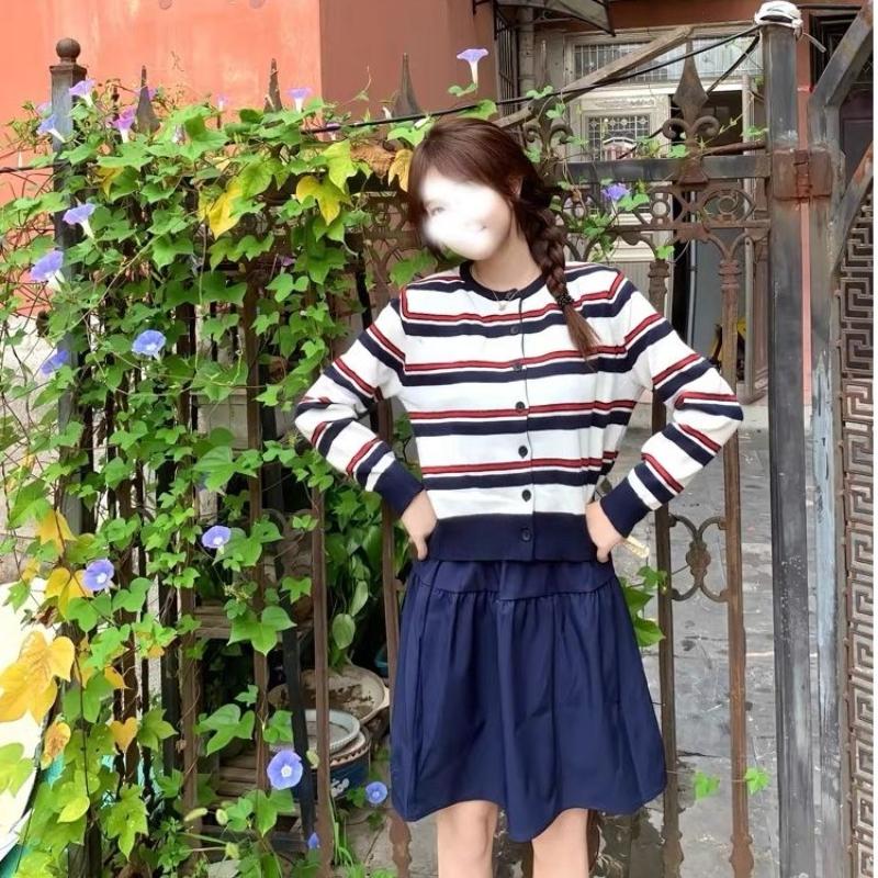 

Полосатый вязаный кардиган для женщин, новый осенний стиль с контрастными цветами и шикарный короткий жакет для миниатюрных женщин One size королевский синий