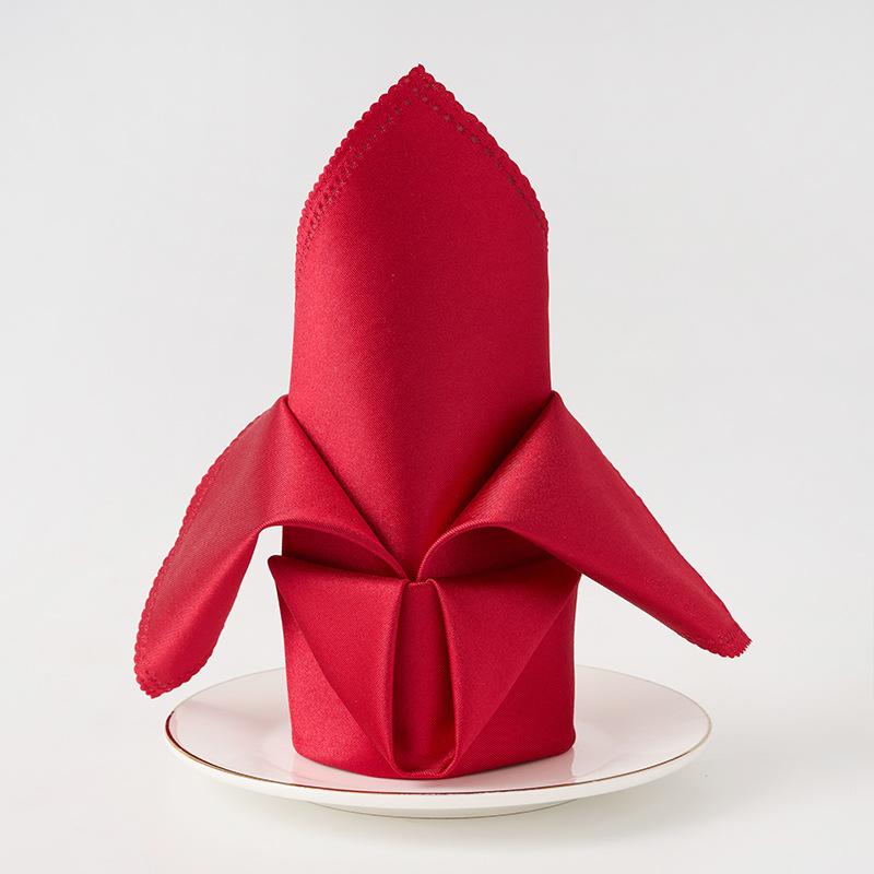 Hotel Restaurant Dining Hall Banquet Hall Napkins Cloths-Polyester Square Modern Design Customizable Glossy Finish Folded Floral 4848cm-55g