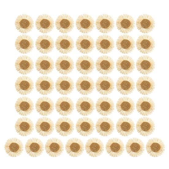 

50Pcs Handmade Daisy Flowers 3.15-Inch Fake Flower Embellishments DIY Accessories for Beach Hats Clothes Curtain Ties Craft Supplies 50pcs