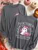 Cute Ghost Pumpkin Pink Ribbon Shirt October Breast Cancer Awareness Long Sleeve Top
