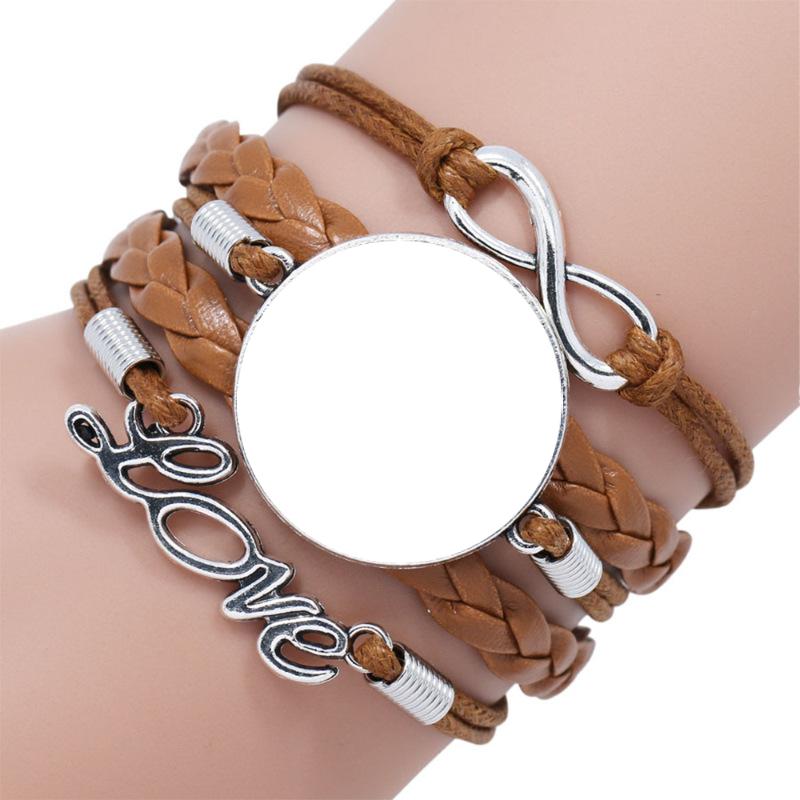 Sublimation Woven Leather Rope Bracelet Casual Jewelry Bracelets DIY Heat Transfer Blanks For Creative Fashion Jewelry Gifts