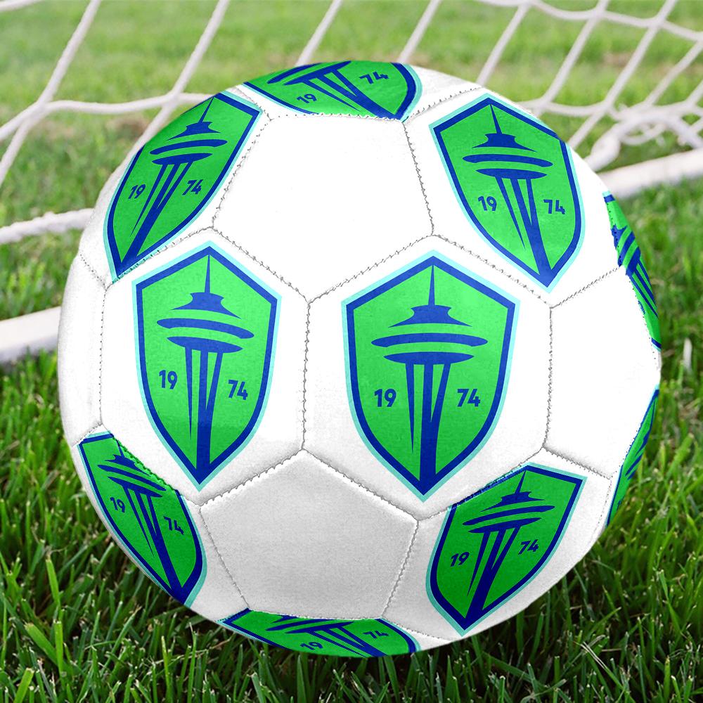 FC Seattle Sounders Soccer Ball, Colorful, Suitable for All Ages, Machine-stitched, PVC Material, Competition Grade, Durable and High Bounce