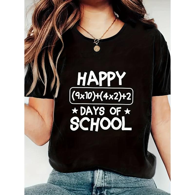 

Women s Graphic Print T-Shirt Casual Crew Neck Short Sleeve Spring Summer Tee S чёрный