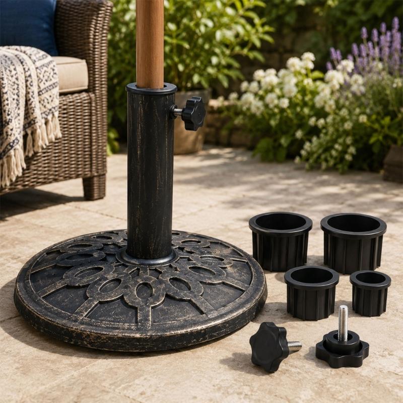 Outdoor Umbrella Base Bushing with Center Opening Support Sleeves and Direct Tightening Pieces for Stand Service