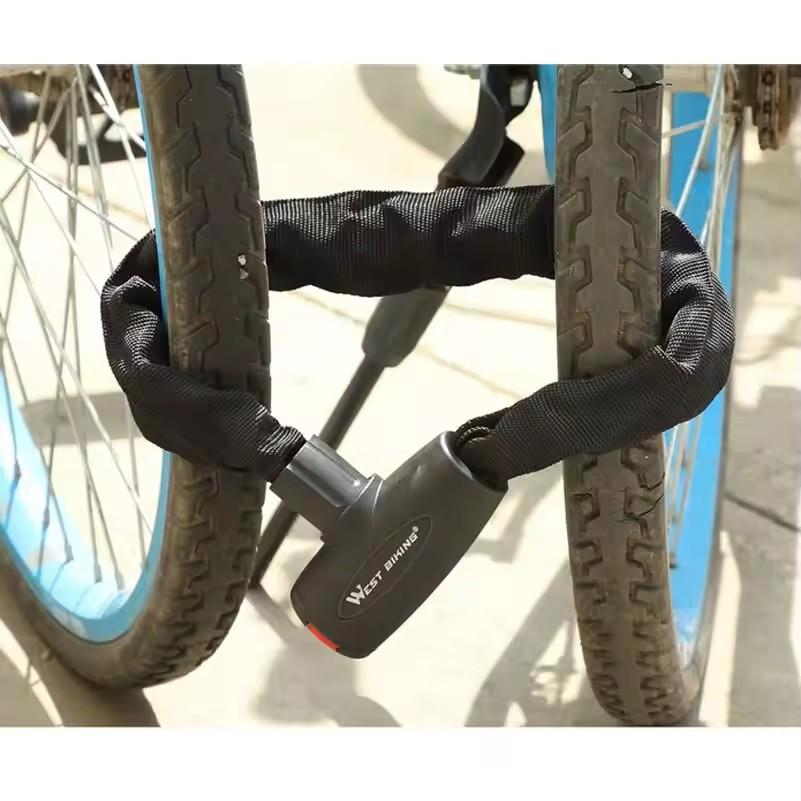 WEST BIKING Candado de Cadena de Alta Seguridad para Bicicleta Portátil Antirrobo para Bicicleta de Montaña MTB Con 2 Llaves Para Patinete Bicicleta Eléctrica