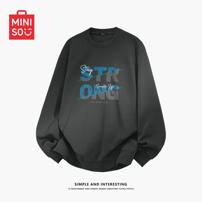 

MINISO Men s Letter Print Crew Neck Pullover Sweatshirt 4XL