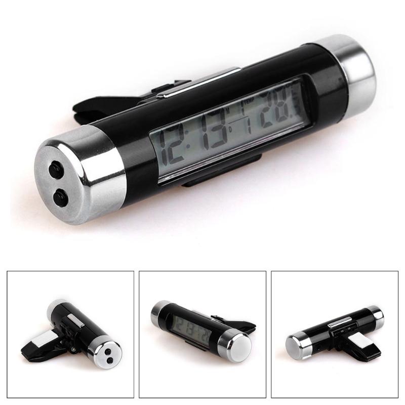 Portable LCD Temperature Electric Clock Digital Voltmeter Gauges Clock 3in1