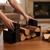 Carbon Steel Firewood Rack Sturdy Fireplace Log Holder Sleek for Patio