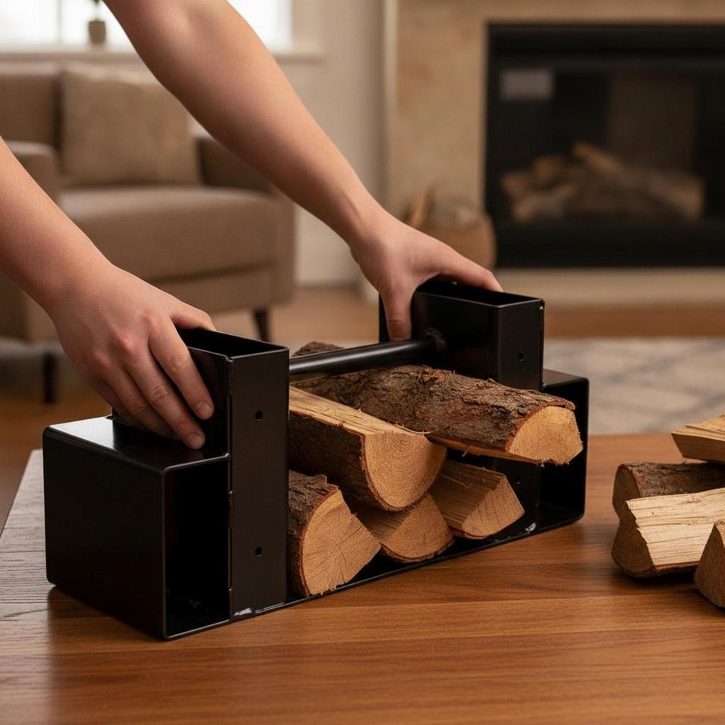 Carbon Steel Firewood Rack Sturdy Fireplace Log Holder Sleek for Patio