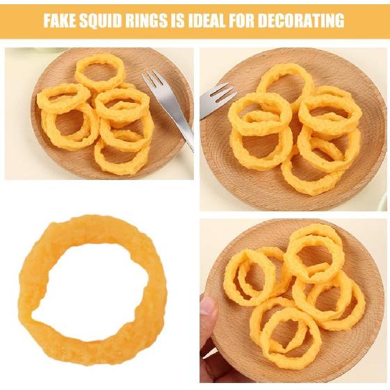 Toyvian Simulated Squid Ring 14Pcs Realistic Faux Fried Squid Rings Artificial Calamari Ring Onion Rings Fake Snack Props Play Food Model for