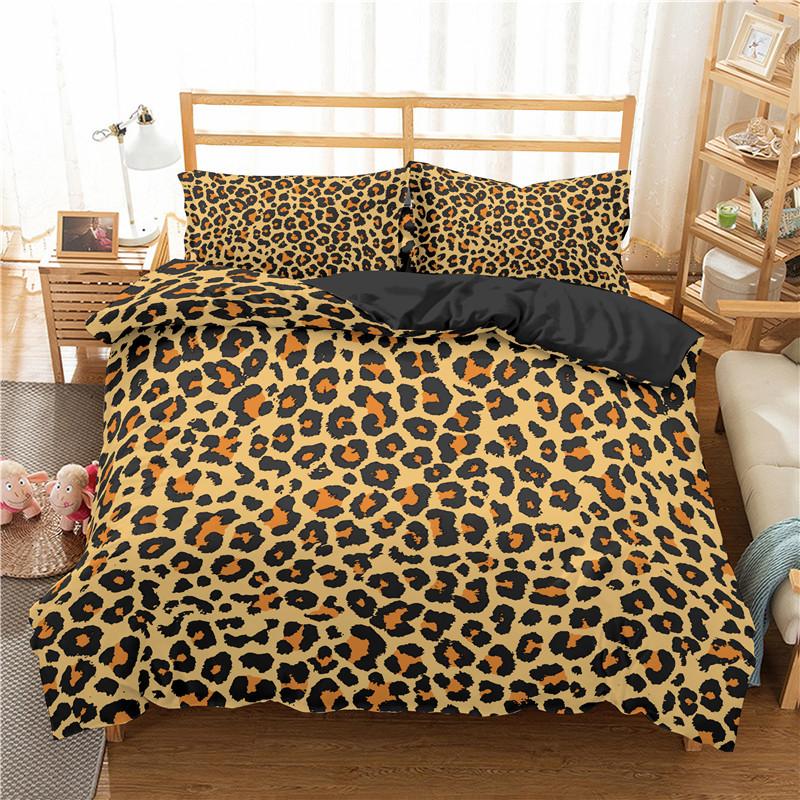 Leopard Print Duvet Cover Soft Butterfly Bedding Set King Twin Microfiber Animal Skin Fur Comforter Cover For Girls Boys Teens
