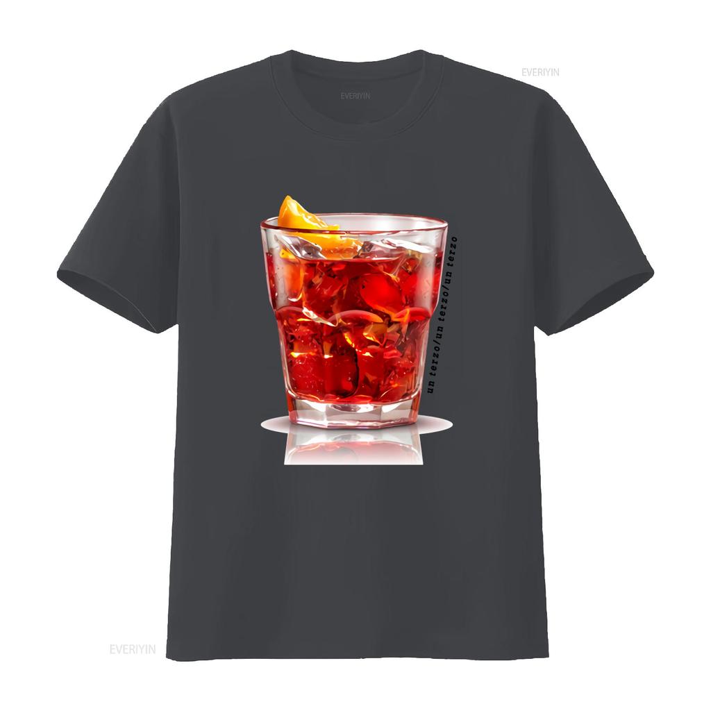 Uomo Negroni Un Terzo Aperitivo Cocktail Campari T Shirt da Uomo Moda Stampa vintage Lavata Unisex grafica Elastica