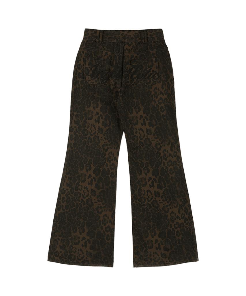 FANCY CLUB Leopard Bootcut Pants (Brown) F25Qd892